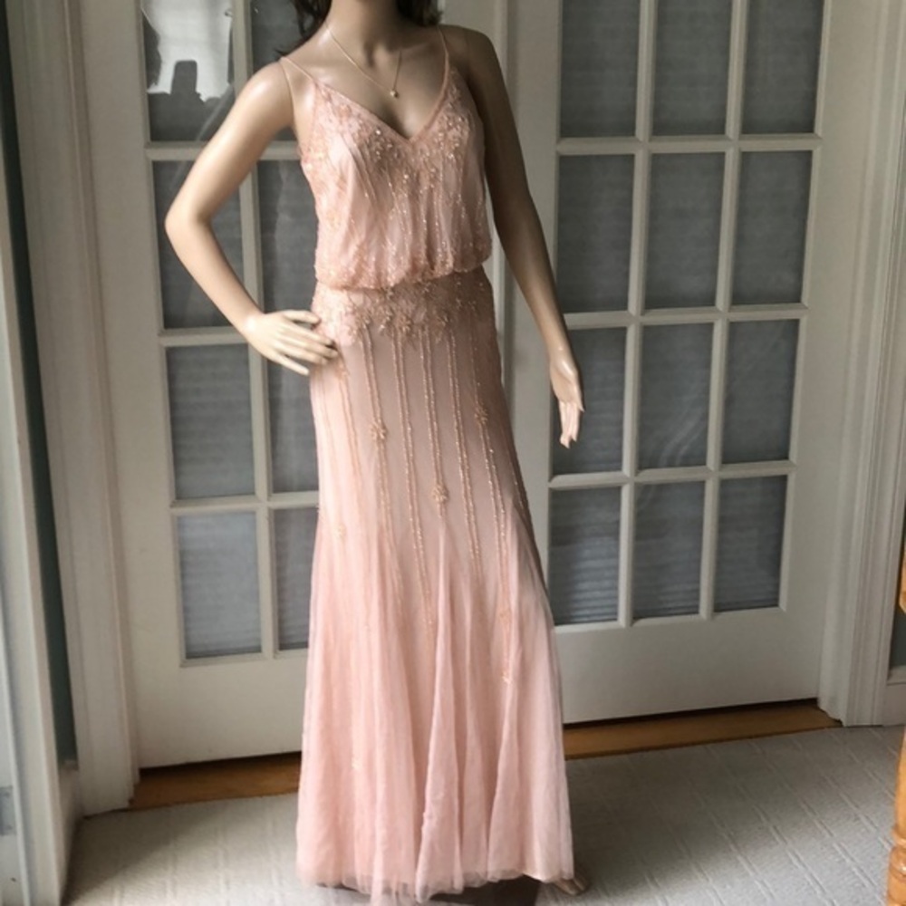Amber Rose gorgeous beaded pale pnk champagne gown